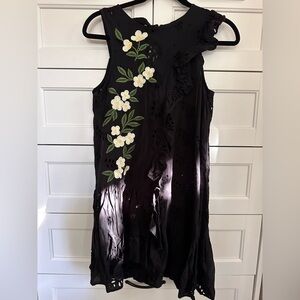 Zara Trafaluc embroidered dress with floral and ruffle details size XS